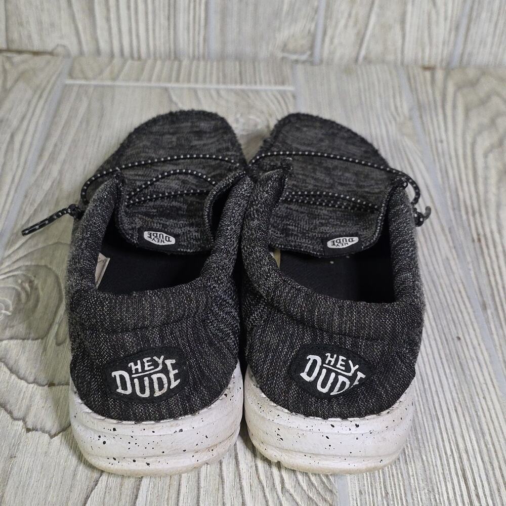 Hey Dude Wally Youth Black and White Sport Knit Slip On Loafers Kids Size YT1 - Picture 6 of 12